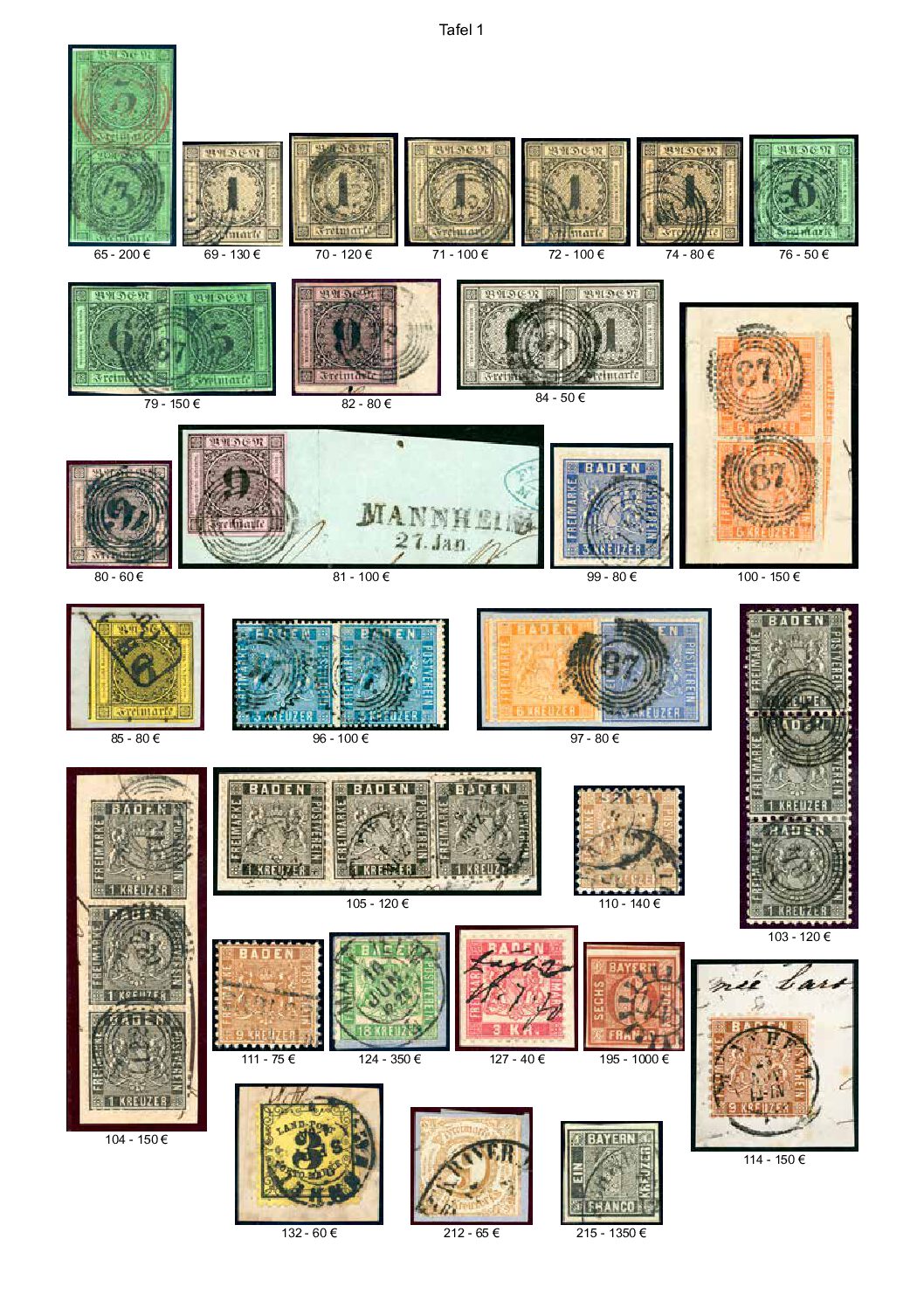 Markentafeln der 10. Auktion