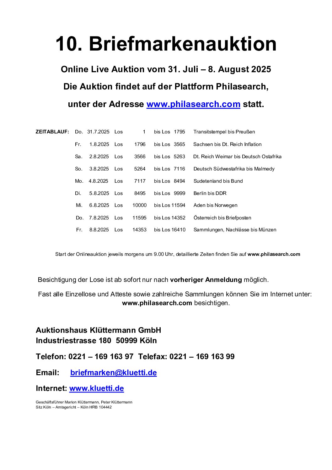 Versteigerungsablauf 10. Auktion