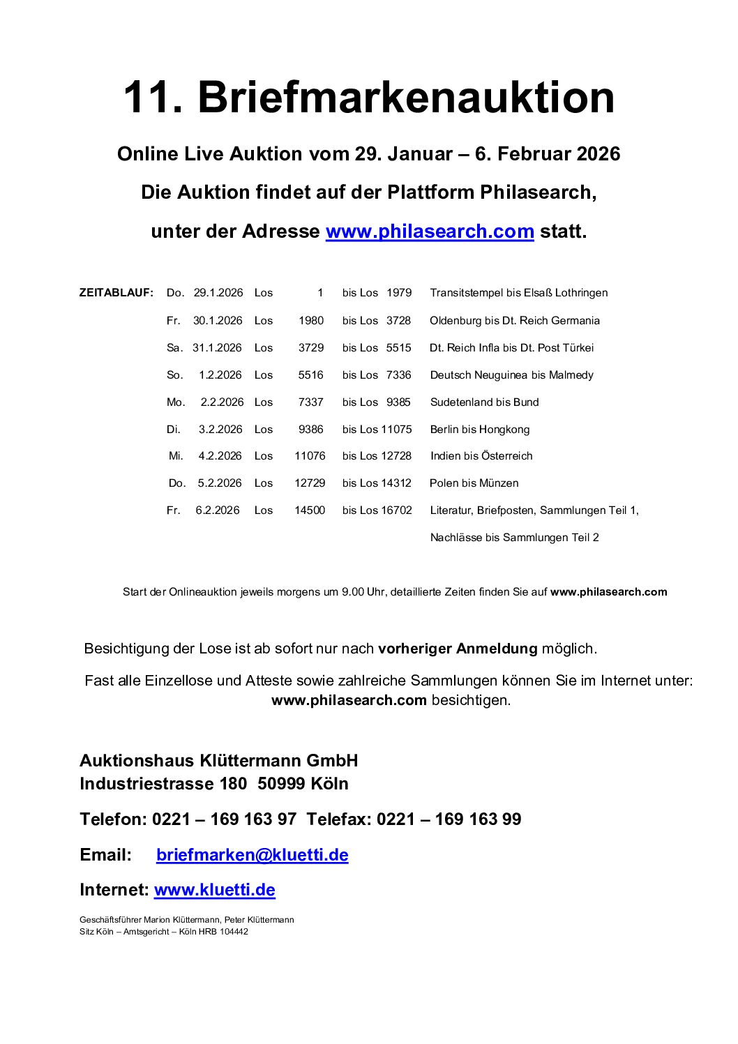 Versteigerungsablauf 11. Auktion