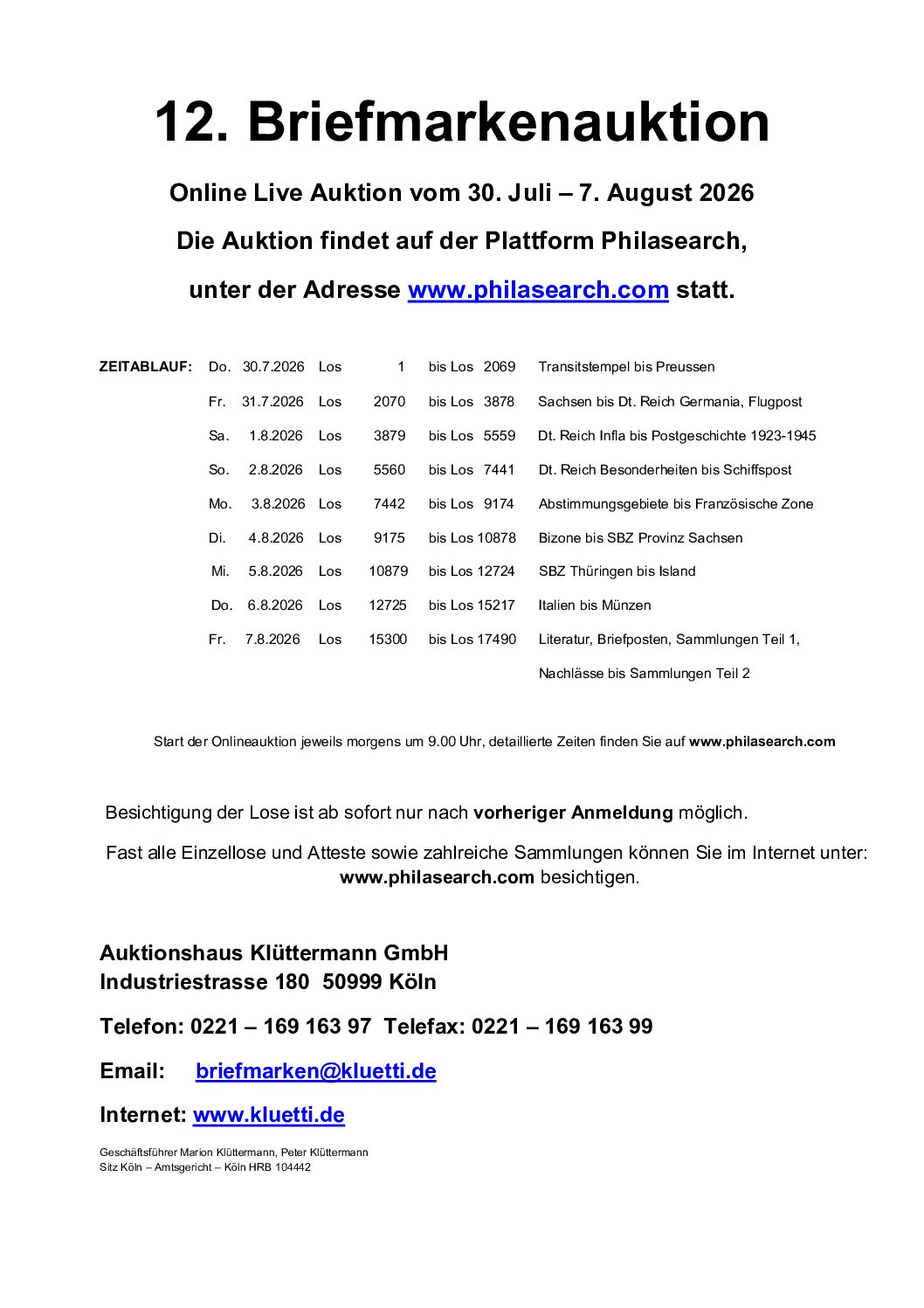 Versteigerungsablauf der 12. Auktion